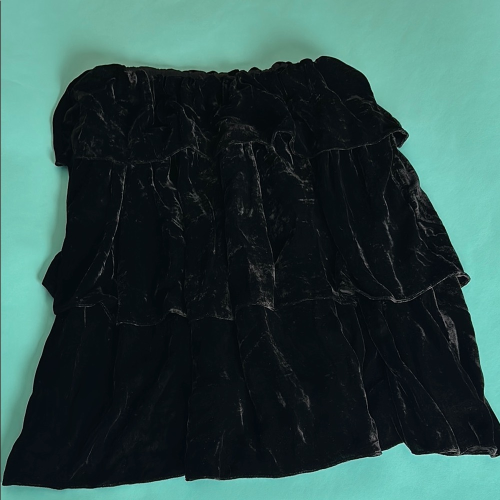 AZEEZA Off the Shoulder Black Velvet Mini Dress